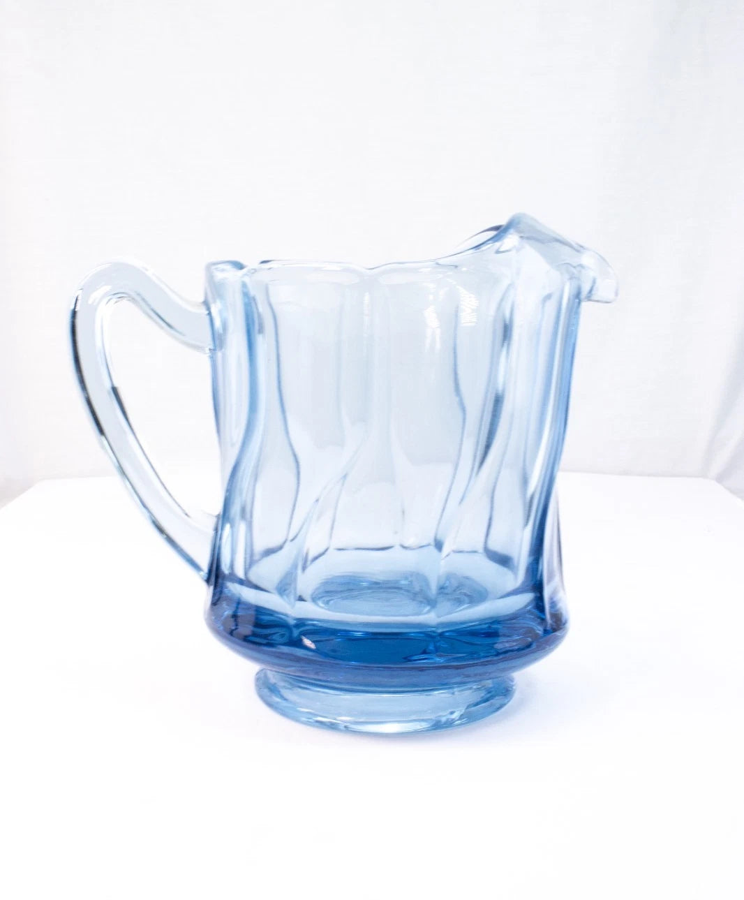 ✨ SKY DANCE IN GLASS | Vintage Hand-Blown Light Blue Pitcher & Matching Tray Set