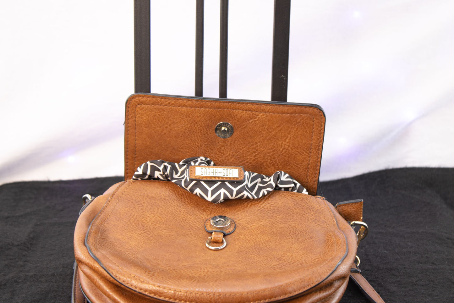 Sasha + Sofi Brown Crossbody Bag Small Flap Purse Adjustable Strap