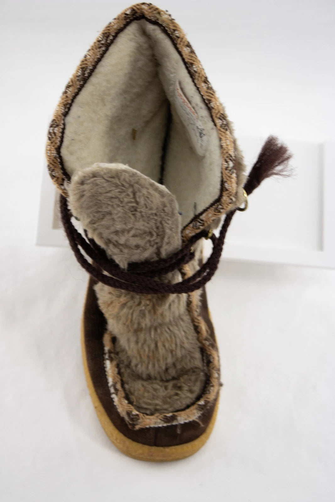Vintage Yodelers Winter Boots | 1970s Faux Fur Suede Lace-Up Moccasin Boots |