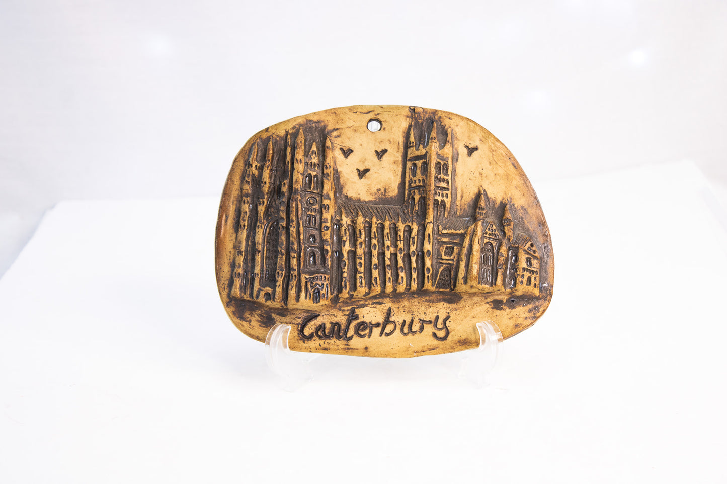 Vintage Canterbury Cathedral Ceramic Wall Plaque | Handcrafted Studio Pottery | England