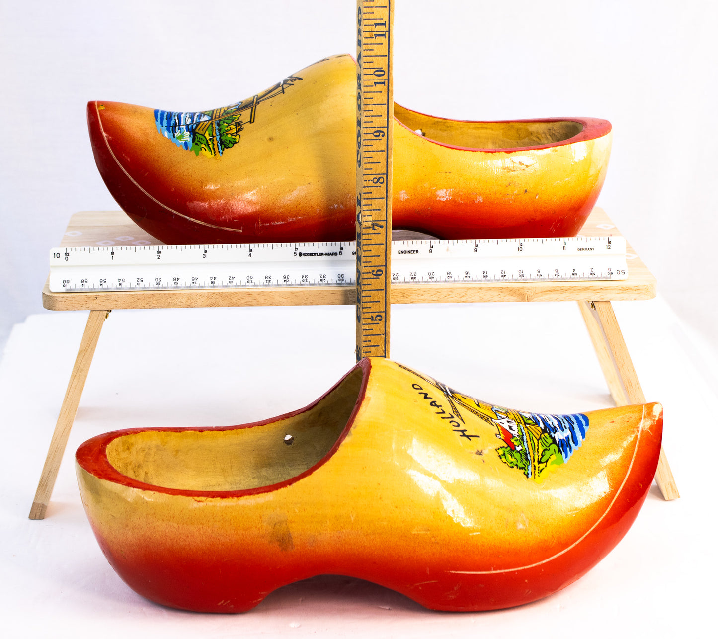 Vintage Dutch Wooden Clogs – Hand Painted Holland Windmill Folk Art Shoes