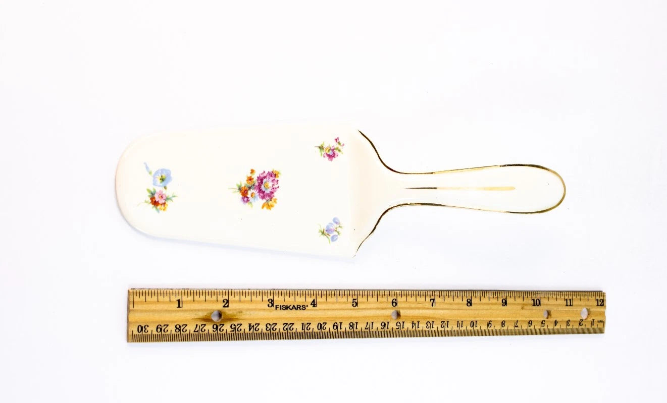 Vintage German Porcelain Cake Server – Floral & Gold Elegance