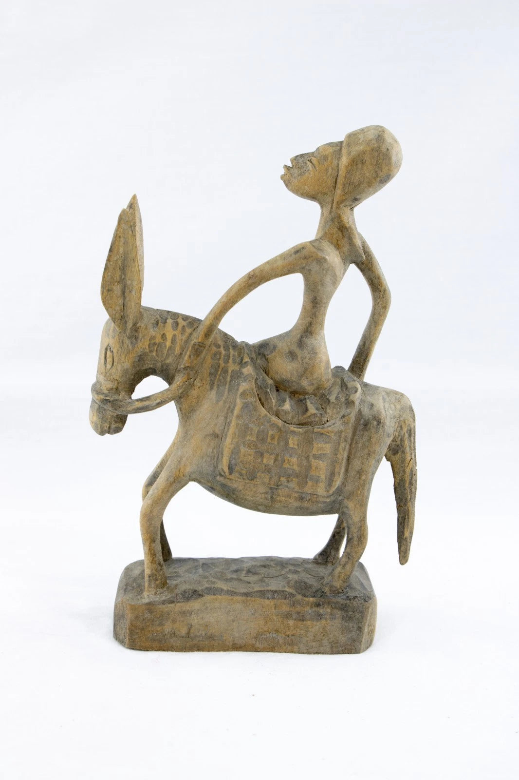 Vintage Hand-Carved African Donkey Rider Folk Art – Tribal Wood Figure – Rustic