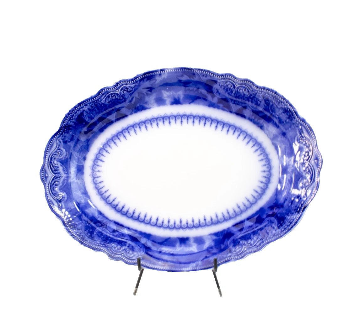 Antique W.H. Grindley “Atlantic” Flow Blue Oval Serving Platter – England, 1891-