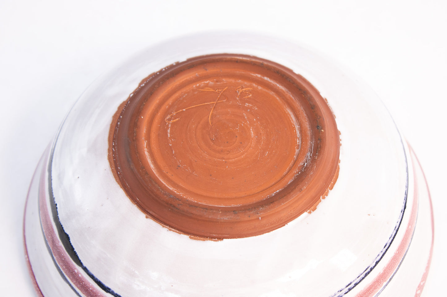 Hand-Painted Studio Pottery Bowl Signed 1993 Floral Ceramic Serving Bowl