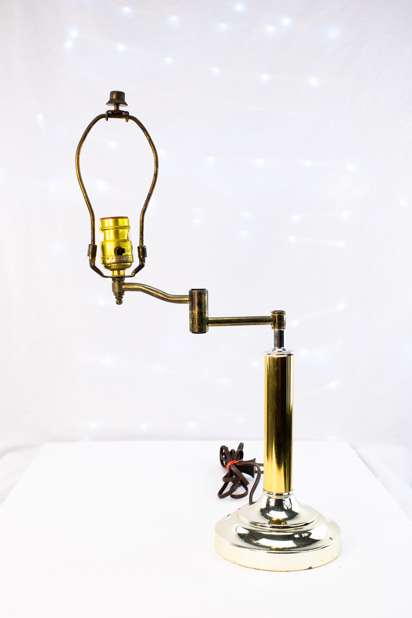 Vintage Brass Swing-Arm Table Lamp w/ Adjustable Arm & Weighted Base