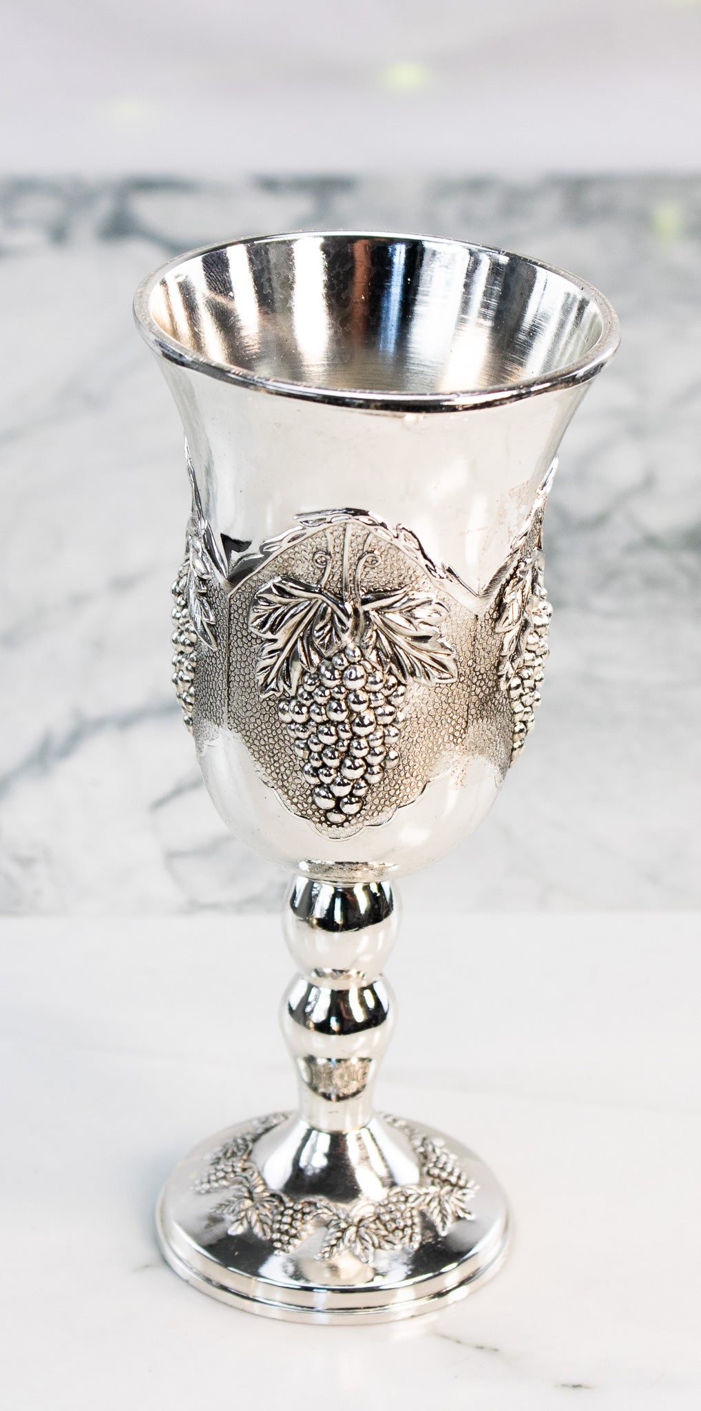 Silverplate Teapot and Grape Goblet Set Elegant Barware