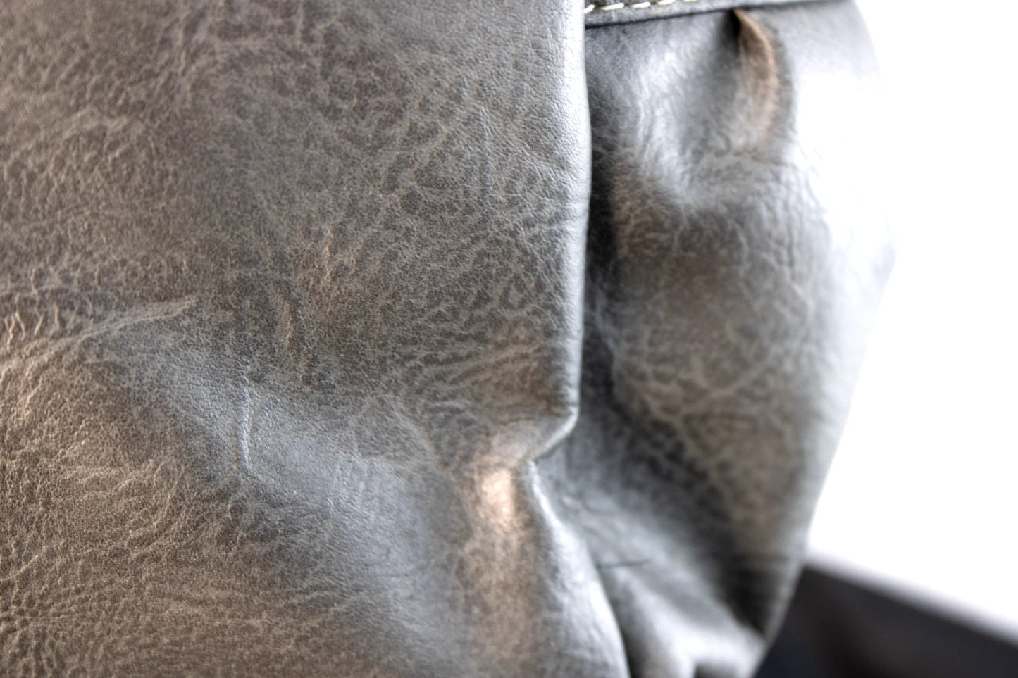 ✨ b.ø.c. Born Concept Charcoal Faux Leather Tote – Rustic Stitch Detail