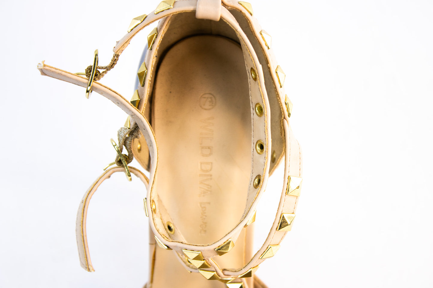 Studded T-Strap Heels Black Patent Gold Accents – Wild Diva Lounge 7.5