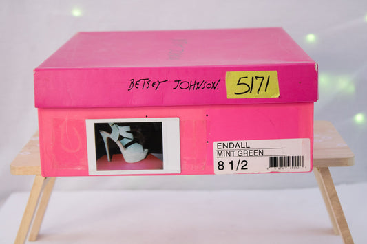 Betsey Johnson Endall Mint Green Platform Heels Womens 8.5 Suede Stiletto