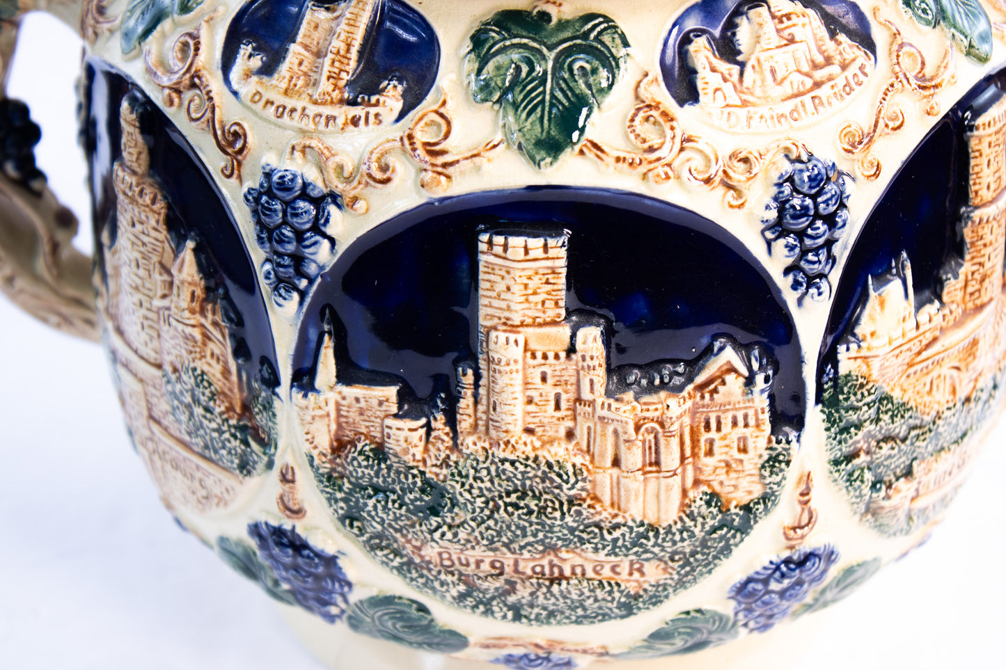 Vintage German Castle Punch Bowl Set | Old World Stoneware | Made in Germany