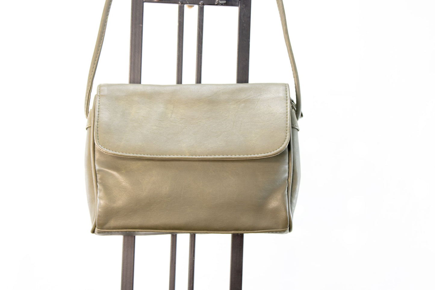 Vintage Samé Olive Green Crossbody Purse Structured Vinyl