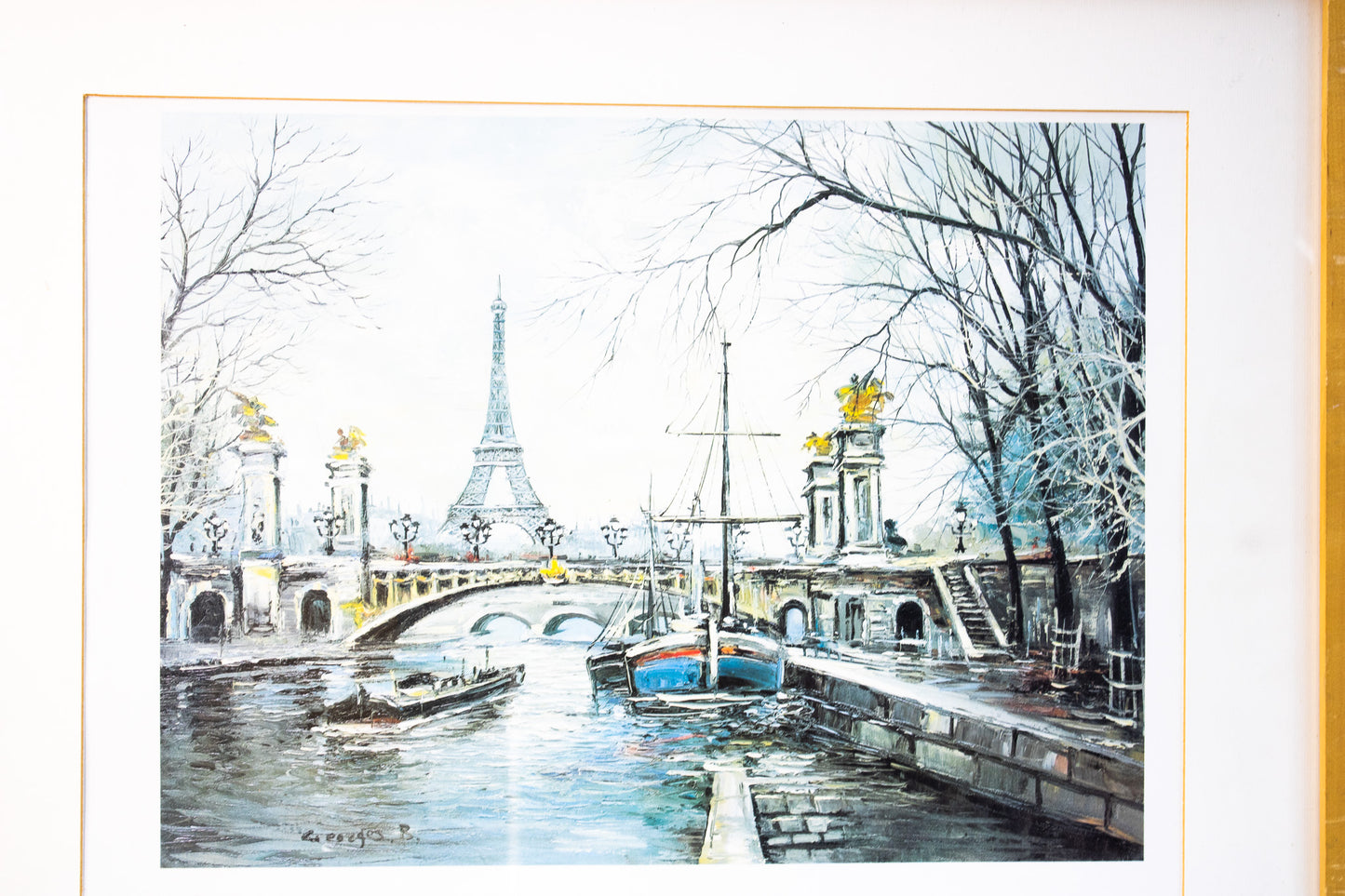 Vintage Paris Eiffel Tower Art Print – Framed French Cityscape, 1981