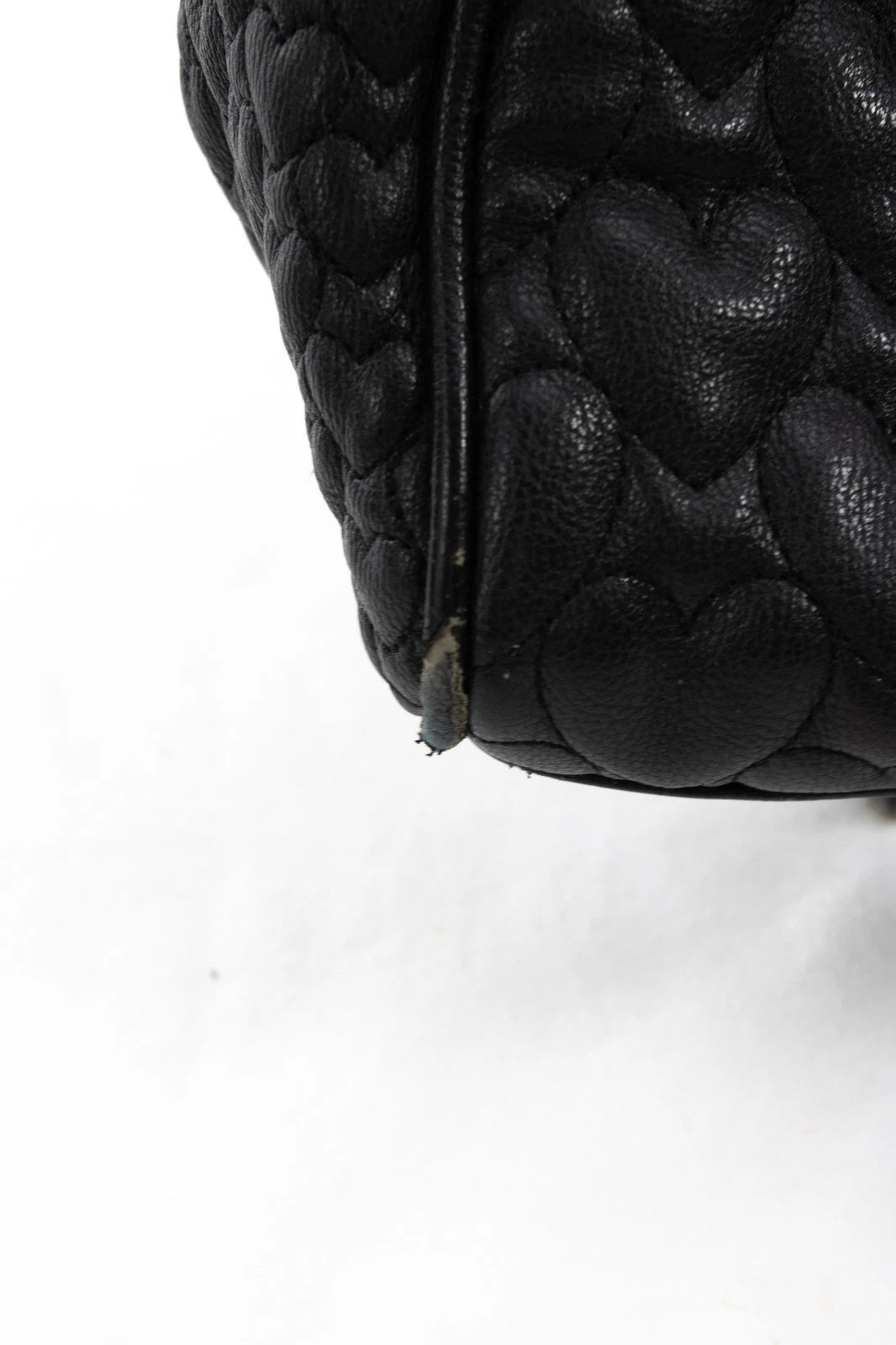 Betsey Johnson Black Quilted Satchel Heart Purse Bow Bag Floral Lining 💕