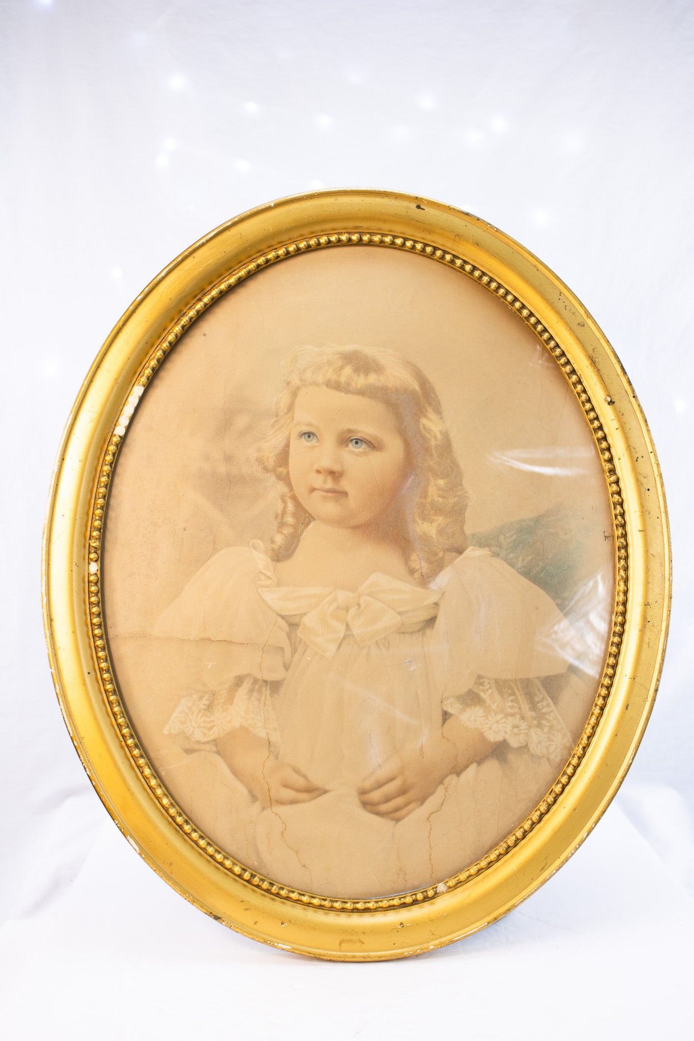 Antique Oval Child Portrait | Gilded Frame | Victorian Era Wall Art