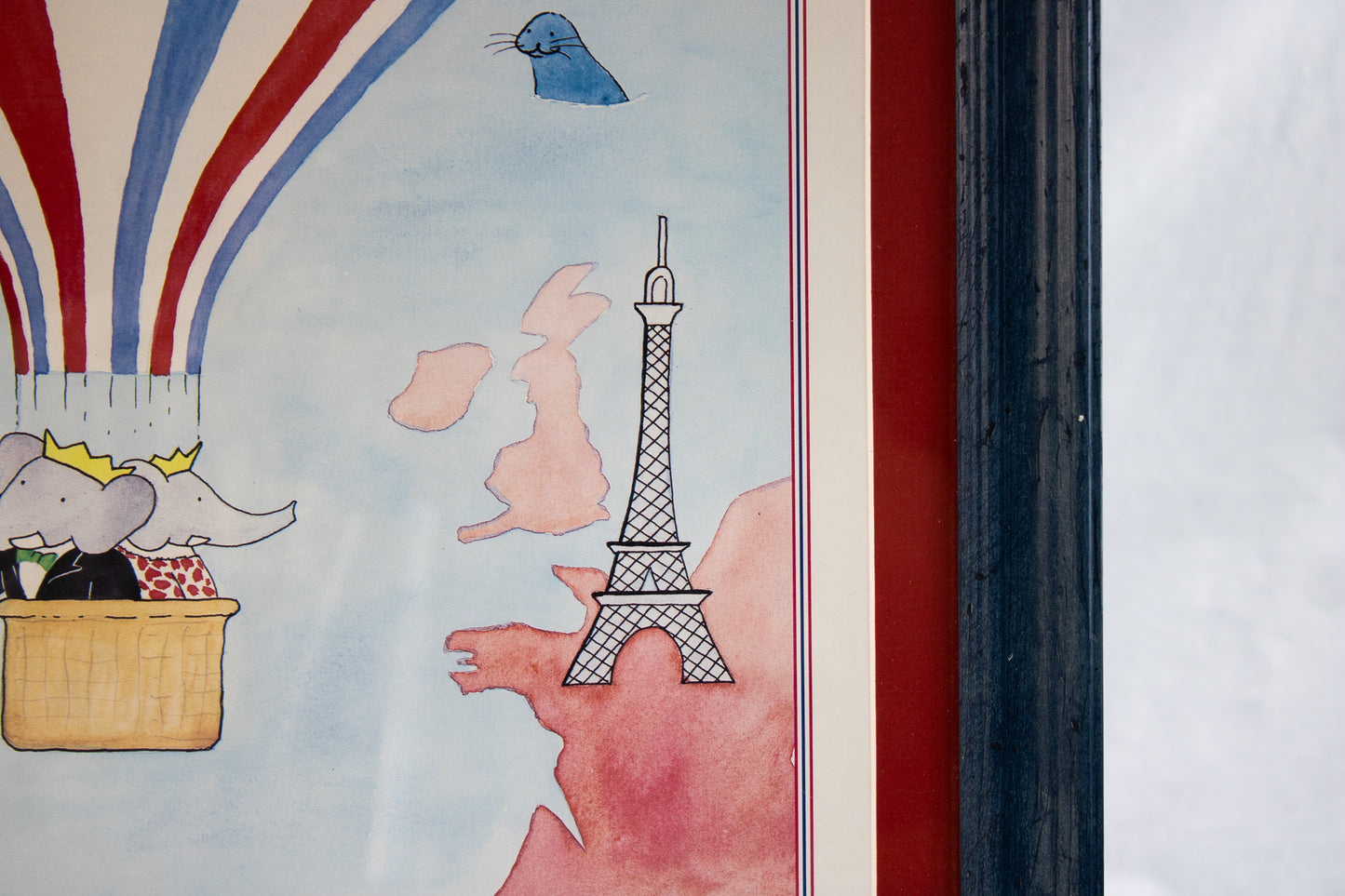 Vintage Babar Liberty Print Framed 1986 Statue of Liberty France America Art