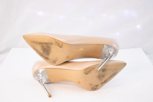 Mix No. 6 Nude Patent Stiletto Pumps – Women’s 9.5M Pointed Toe Heels