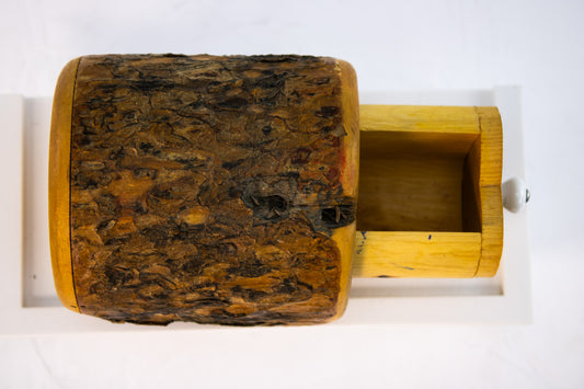 Hand-Carved Rustic Log Drawer Box – Natural Wood Folk Art Storage