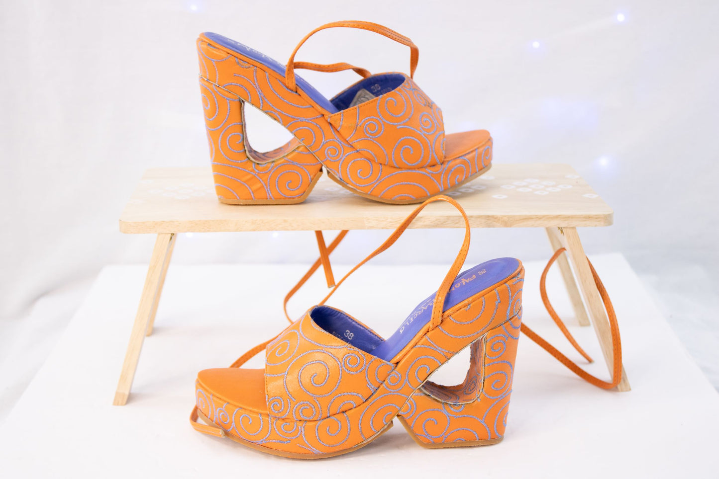 Paloma Barceló Orange Platform Heels EU 38 | Made in Spain Statement Shoes