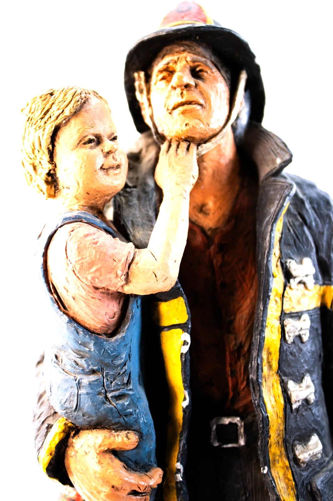 1986 Michael Garman Sculpture — “Firefighter with Child” — Heroic Americana Art