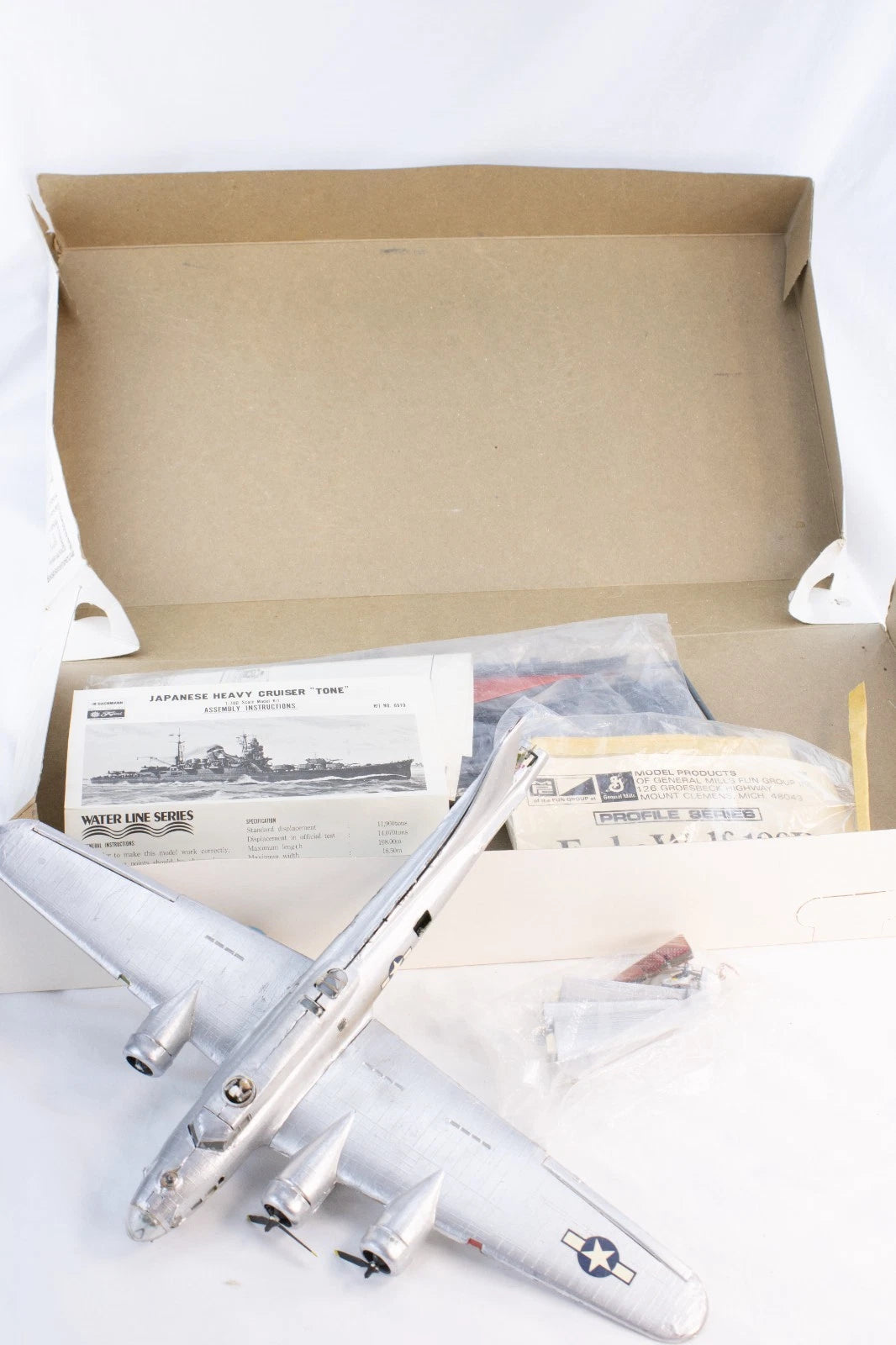 ✈️ Vintage Military Model Kit Lot (3) – Water Line Series "TONE" Cruiser + more