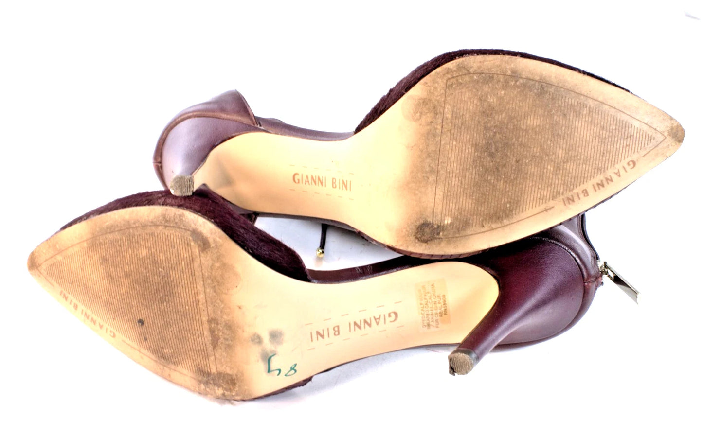 Gianni Bini Ankle Strap D’Orsay Pumps 10M Leather & Calf Hair Pointed Toe