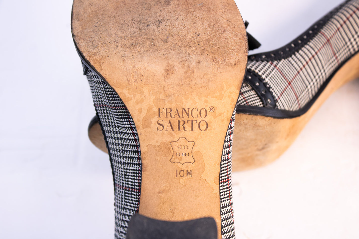 Franco Sarto Houndstooth Heels | Women’s Size 10 | Classic Leather Pumps