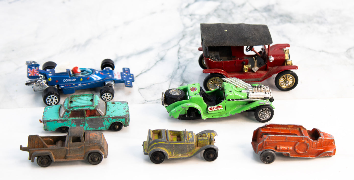 Vintage Diecast Toy Car Lot Matchbox Lesney Fiat 1500 Ford Model T Dragster