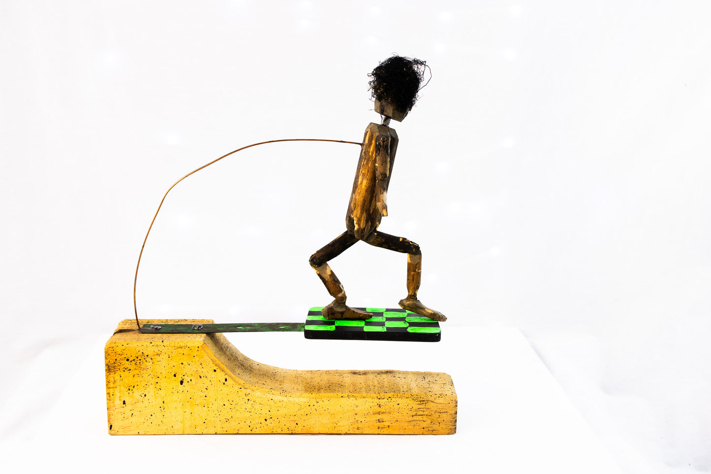 Hand Carved Wooden Kinetic Folk Art Figure | Moving Dancing Sculpture