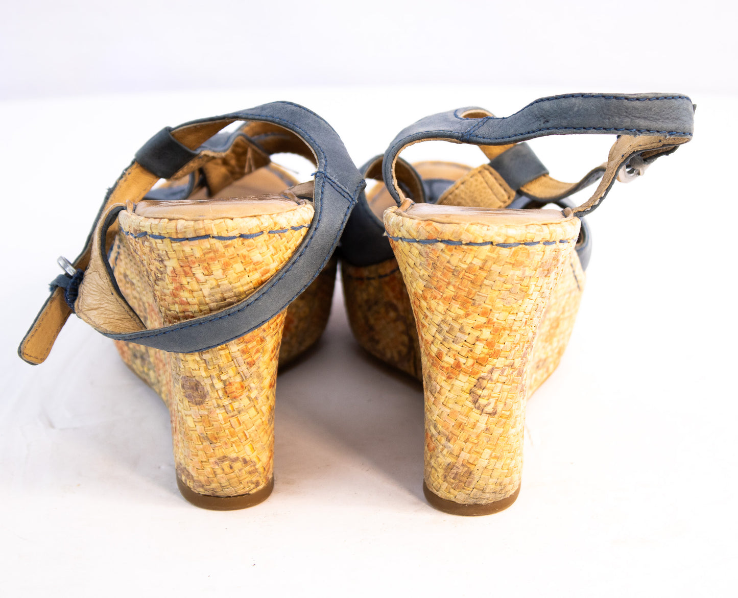 Born Blue Leather Wedge Sandals | Women’s Size 9 | Boho Espadrille Platform