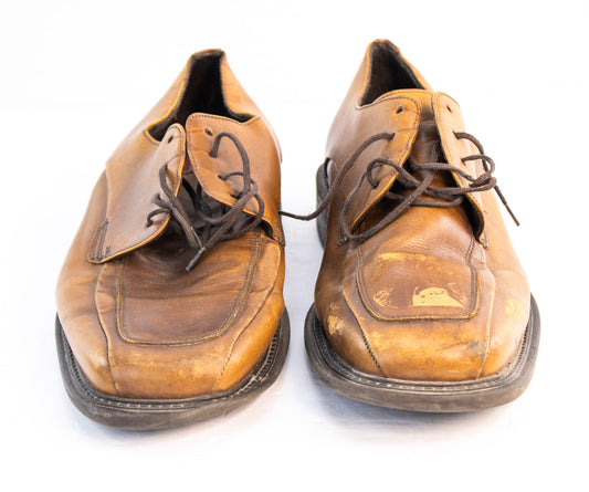 Vintage Bass Flex Men’s Leather Oxfords Size 12 Brown Square Toe Shoes