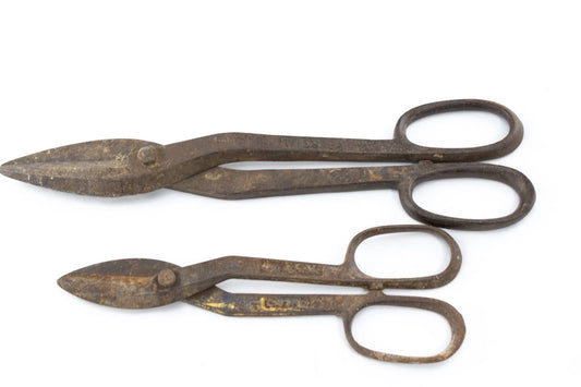 2 Vintage Wiss & Crescent Metal Tin Snips Shears | Industrial Rusty USA Tools Lo