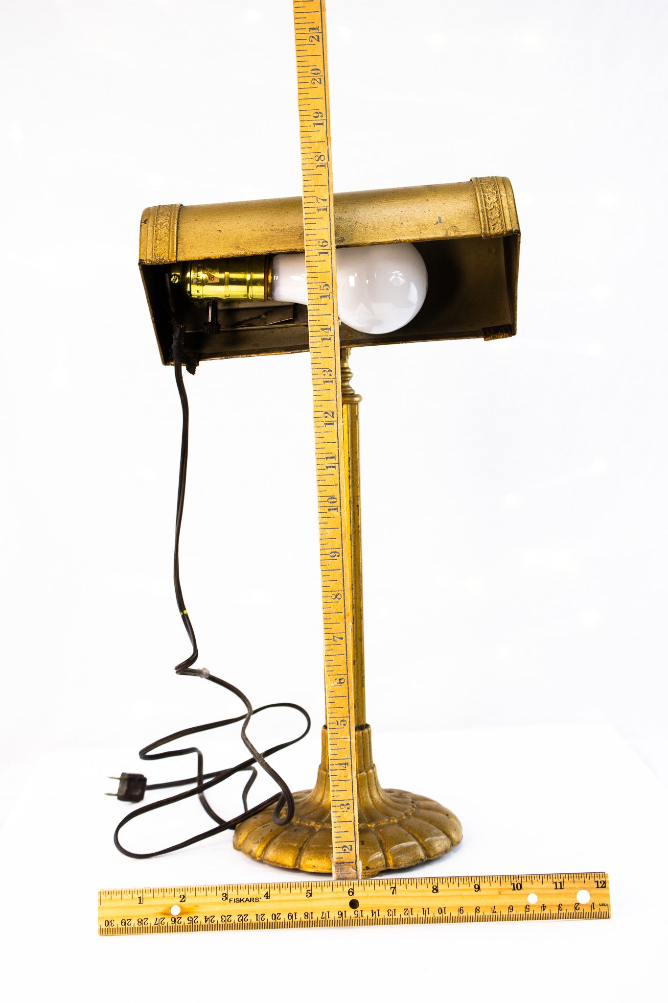 Antique Adjustable Desk Piano Lamp Gilt Metal Early Electric 1920s Style