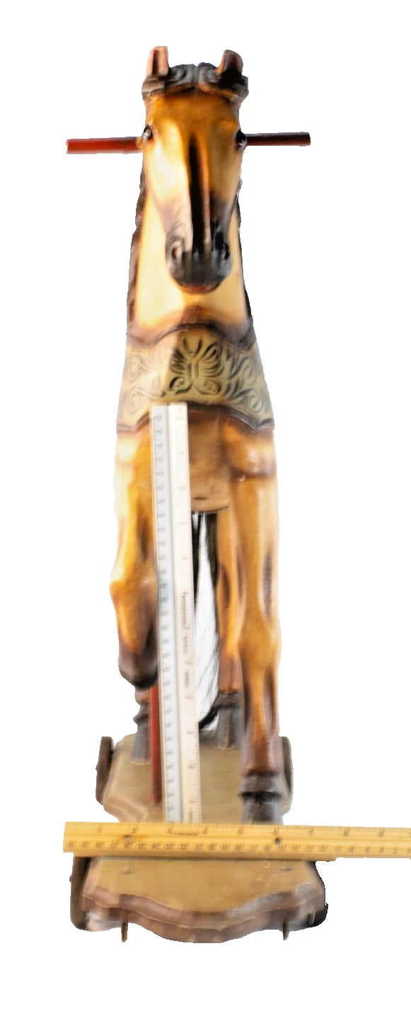 1885-1920s Hand-Carved Wooden Riding Horse w/Iron Wheels – Antique Folk Art 37
