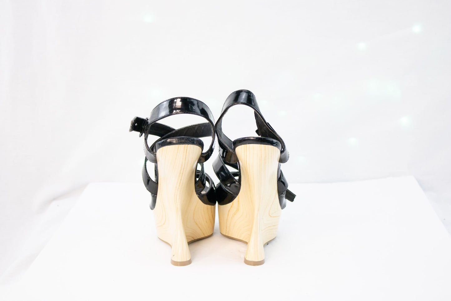 Dollhouse Black Patent Platform Wedge Heels – Women’s 6.5