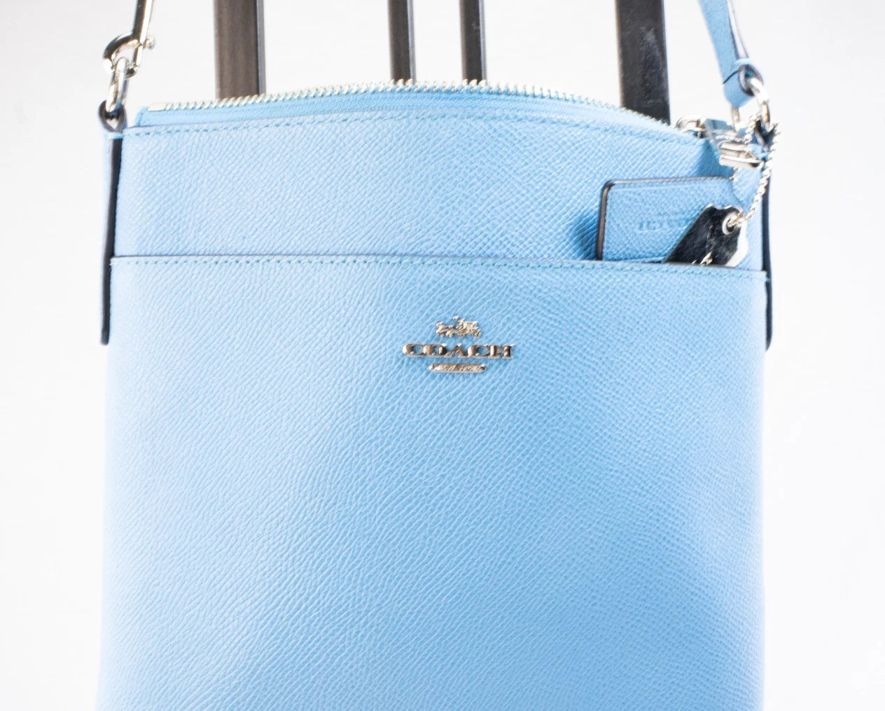 Coach Crossgrain Leather Zip-Top Crossbody Bag (Cornflower Blue)