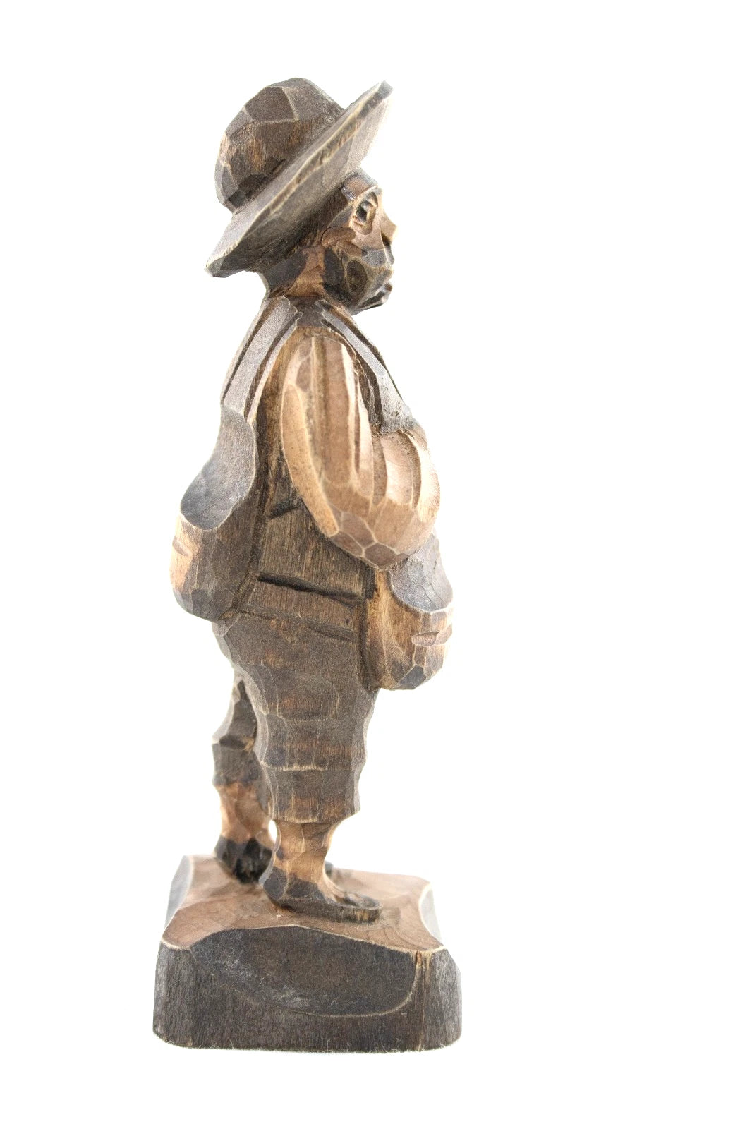 Vintage 1973 Hand Carved Wood Man Figurine | Rustic Folk Art Sculpture