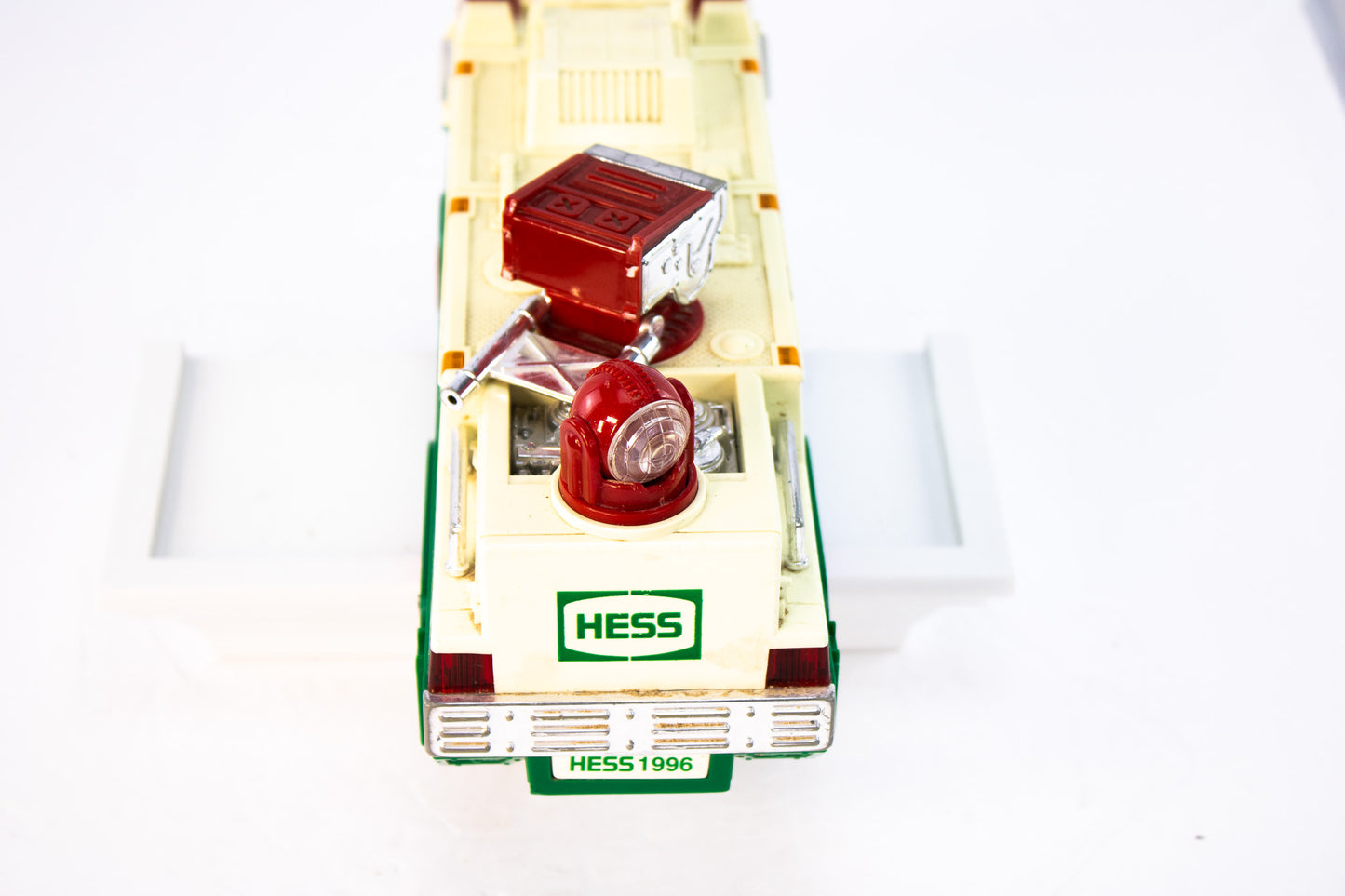 Classic 1996 Hess Fire Truck Toy – Lights and Sounds, Green & Cream