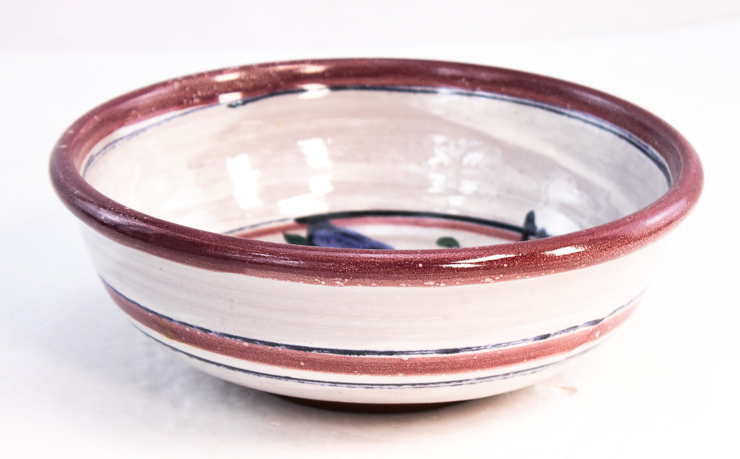 Hand-Painted Studio Pottery Bowl Signed 1993 Floral Ceramic Serving Bowl