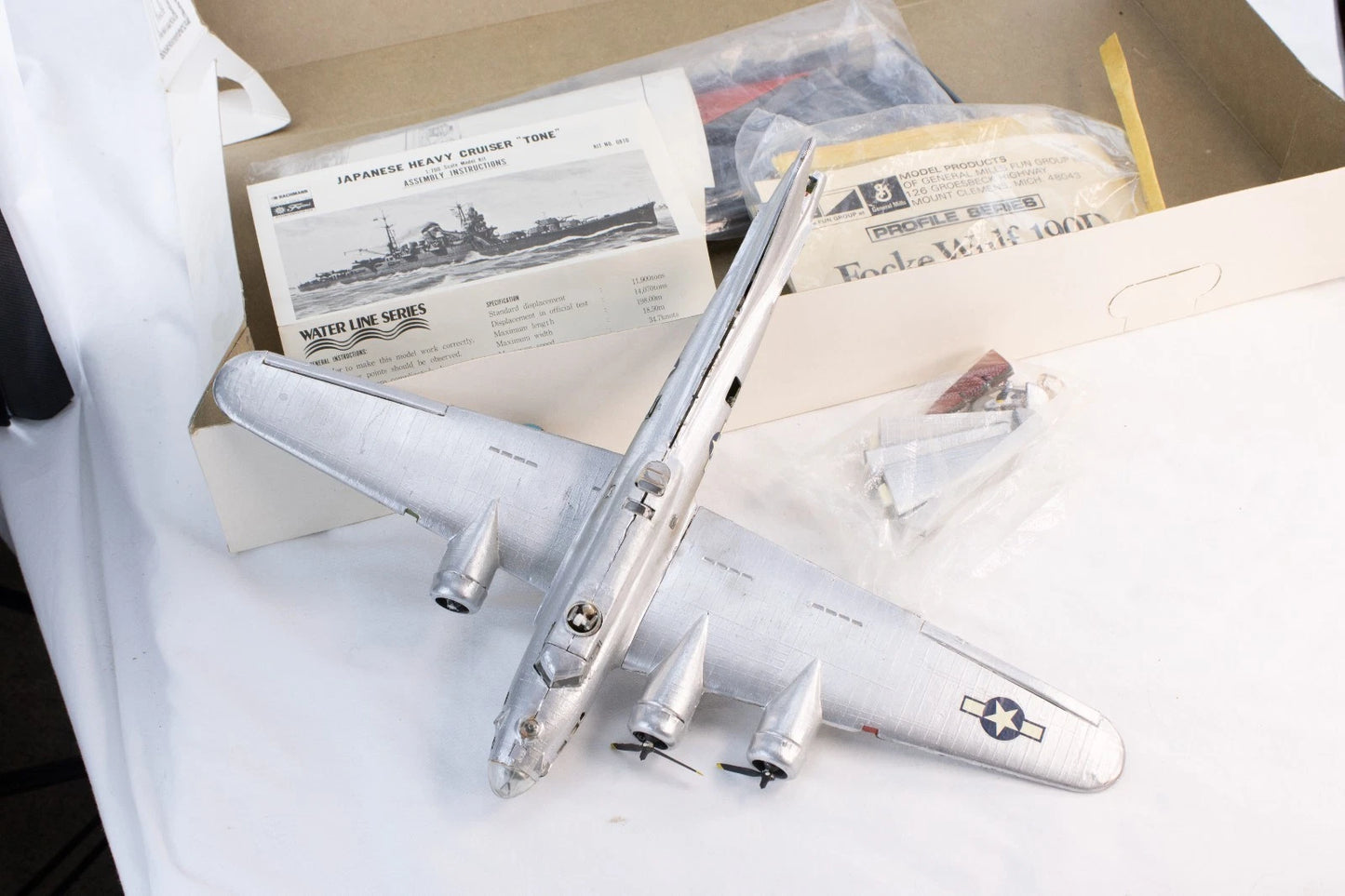 ✈️ Vintage Military Model Kit Lot (3) – Water Line Series "TONE" Cruiser + more