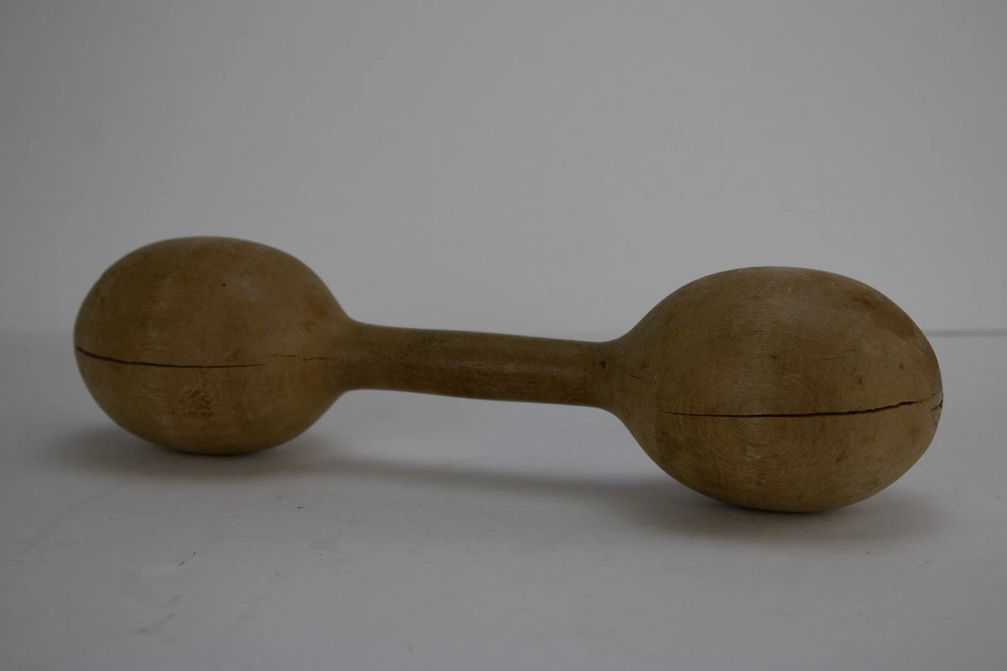 Antique Turned Wood Dumbbell | Primitive Folk Gym Decor | Rustic Farmhouse Shelf