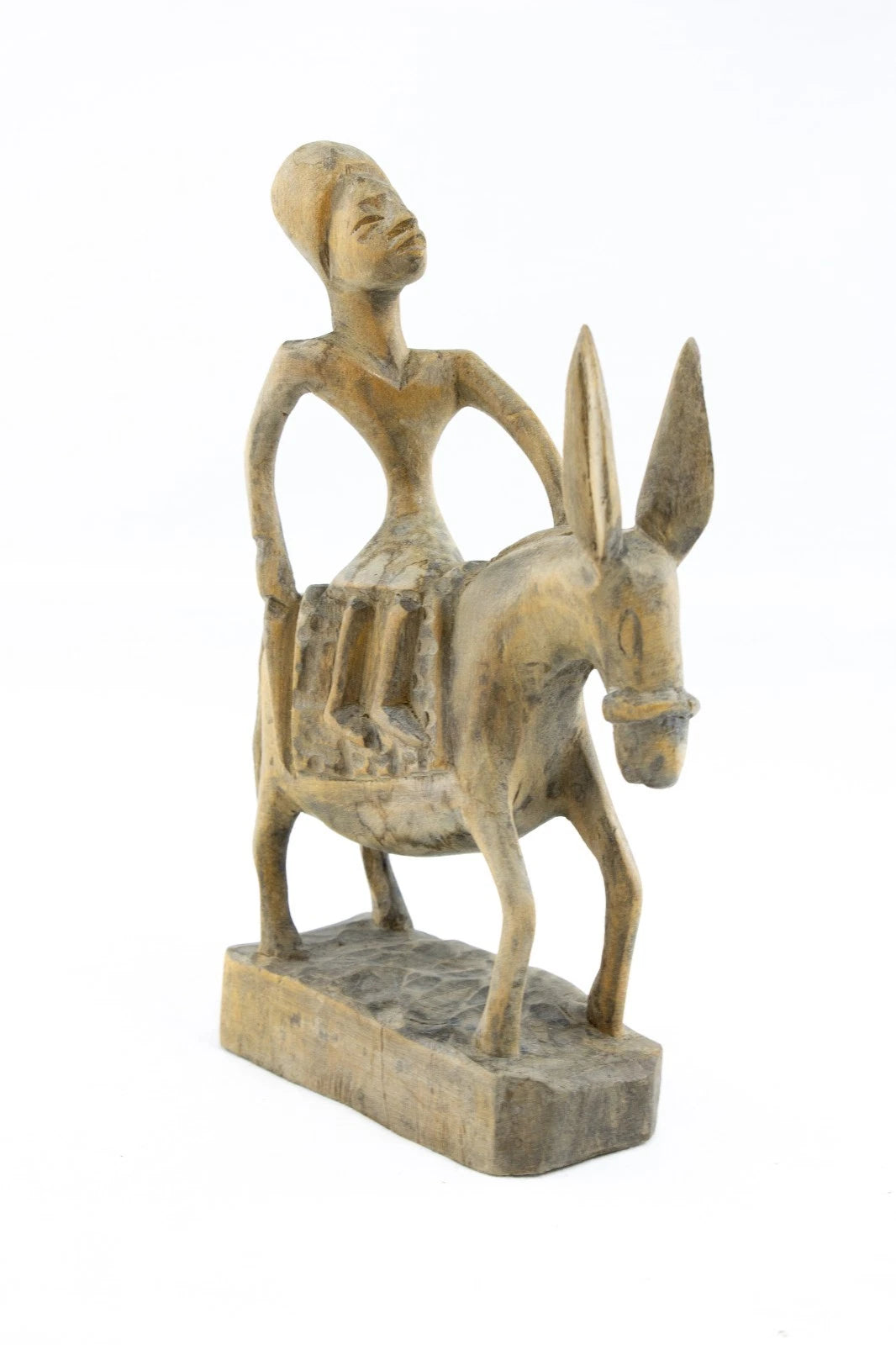 Vintage Hand-Carved African Donkey Rider Folk Art – Tribal Wood Figure – Rustic