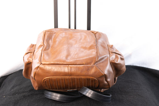 Miche Brown Leather Tote Handbag with Black Handles