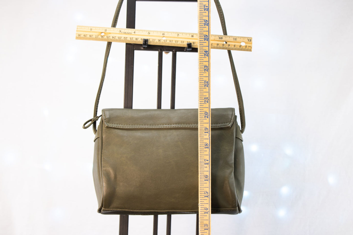 Vintage Samé Olive Green Crossbody Purse Structured Vinyl