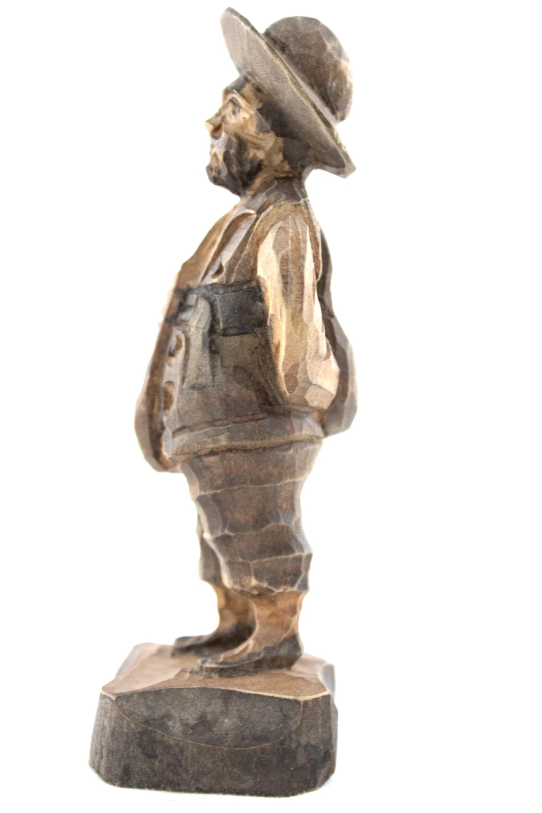 Vintage 1973 Hand Carved Wood Man Figurine | Rustic Folk Art Sculpture