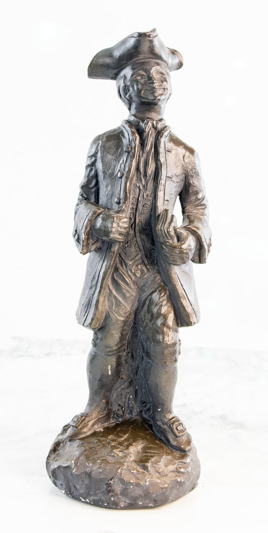 Vintage Colonial Gentleman Figurine | Tricorn Hat Statue | 18th-Century Style Decor
