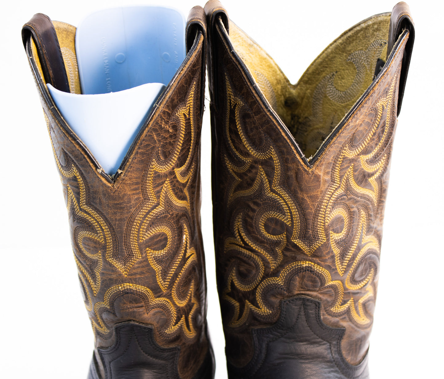 Vintage Justin Cowboy Boots | Men’s 9.5 D | Made in Mexico | Black Brown Leather
