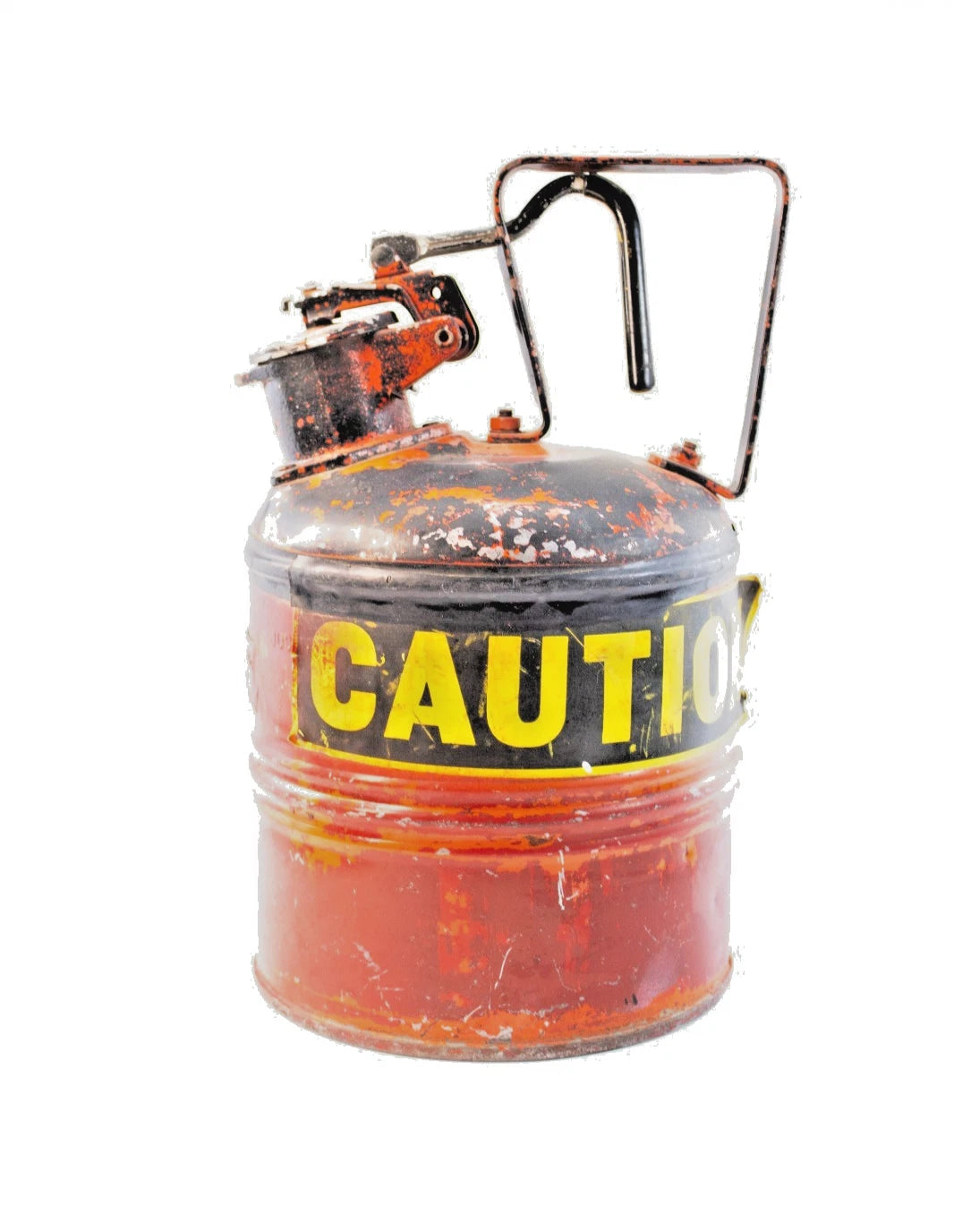 Justrite Red Metal Safety Can – Industrial Gas/Oil Can w/ “CAUTION” Label - USA