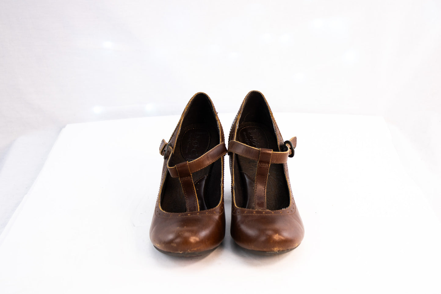 b.ø.c. Brown Leather Mary Jane Heels | Women’s Size 6.5 | Classic Comfort Style