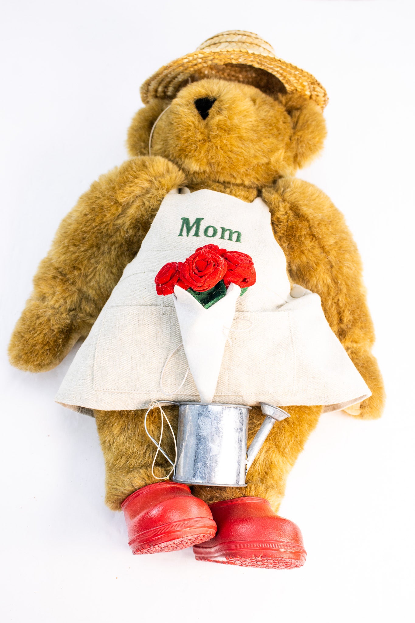 Vintage “Mom” Teddy Bear – Garden Theme Plush w/ Apron & Watering Can